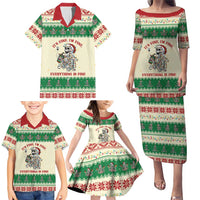 Funny Skeleton Christmas Family Matching Puletasi and Hawaiian Shirt It's Fine I'm Fine Everything Is Fine - Wonder Print Shop