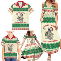 Funny Skeleton Christmas Family Matching Summer Maxi Dress and Hawaiian Shirt It's Fine I'm Fine Everything Is Fine - Wonder Print Shop