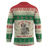 Funny Skeleton Christmas Hockey Jersey It's Fine I'm Fine Everything Is Fine - Wonder Print Shop