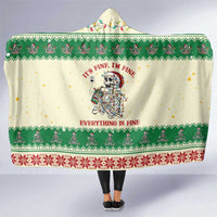 Funny Skeleton Christmas Hooded Blanket It's Fine I'm Fine Everything Is Fine - Wonder Print Shop