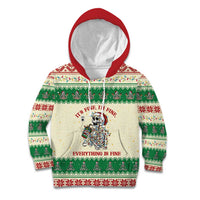 Funny Skeleton Christmas Kid Hoodie It's Fine I'm Fine Everything Is Fine - Wonder Print Shop
