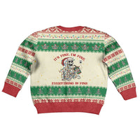 Funny Skeleton Christmas Kid Ugly Christmas Sweater It's Fine I'm Fine Everything Is Fine - Wonder Print Shop