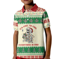 Funny Skeleton Christmas Kid Polo Shirt It's Fine I'm Fine Everything Is Fine - Wonder Print Shop