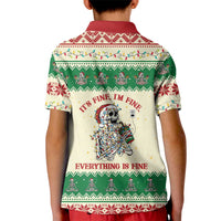 Funny Skeleton Christmas Kid Polo Shirt It's Fine I'm Fine Everything Is Fine - Wonder Print Shop