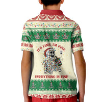 Funny Skeleton Christmas Kid Polo Shirt It's Fine I'm Fine Everything Is Fine - Wonder Print Shop