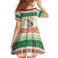 Funny Skeleton Christmas Kid Short Sleeve Dress It's Fine I'm Fine Everything Is Fine - Wonder Print Shop