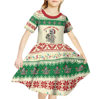 Funny Skeleton Christmas Kid Short Sleeve Dress It's Fine I'm Fine Everything Is Fine - Wonder Print Shop