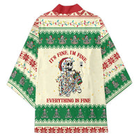 Funny Skeleton Christmas Kimono It's Fine I'm Fine Everything Is Fine - Wonder Print Shop