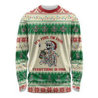 Funny Skeleton Christmas Long Sleeve Shirt It's Fine I'm Fine Everything Is Fine - Wonder Print Shop