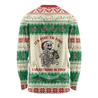 Funny Skeleton Christmas Long Sleeve Shirt It's Fine I'm Fine Everything Is Fine - Wonder Print Shop