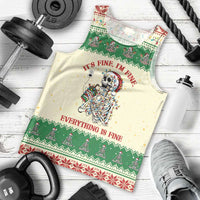 Funny Skeleton Christmas Men Tank Top It's Fine I'm Fine Everything Is Fine - Wonder Print Shop