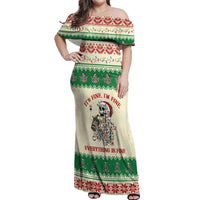 Funny Skeleton Christmas Off Shoulder Maxi Dress It's Fine I'm Fine Everything Is Fine - Wonder Print Shop