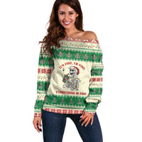 Funny Skeleton Christmas Off Shoulder Sweater It's Fine I'm Fine Everything Is Fine - Wonder Print Shop
