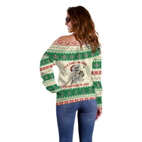 Funny Skeleton Christmas Off Shoulder Sweater It's Fine I'm Fine Everything Is Fine - Wonder Print Shop