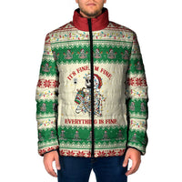 Funny Skeleton Christmas Padded Jacket It's Fine I'm Fine Everything Is Fine - Wonder Print Shop