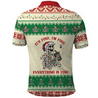 Funny Skeleton Christmas Polo Shirt It's Fine I'm Fine Everything Is Fine - Wonder Print Shop
