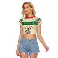 Funny Skeleton Christmas Raglan Cropped T Shirt It's Fine I'm Fine Everything Is Fine - Wonder Print Shop