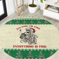 Funny Skeleton Christmas Round Carpet It's Fine I'm Fine Everything Is Fine - Wonder Print Shop