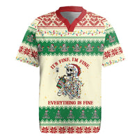 Funny Skeleton Christmas Rugby Jersey It's Fine I'm Fine Everything Is Fine - Wonder Print Shop
