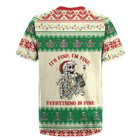 Funny Skeleton Christmas Rugby Jersey It's Fine I'm Fine Everything Is Fine - Wonder Print Shop