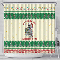 Funny Skeleton Christmas Shower Curtain It's Fine I'm Fine Everything Is Fine - Wonder Print Shop