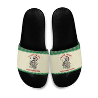 Funny Skeleton Christmas Slide Sandals It's Fine I'm Fine Everything Is Fine - Wonder Print Shop