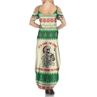 Funny Skeleton Christmas Summer Maxi Dress It's Fine I'm Fine Everything Is Fine - Wonder Print Shop