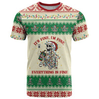 Funny Skeleton Christmas T Shirt It's Fine I'm Fine Everything Is Fine - Wonder Print Shop
