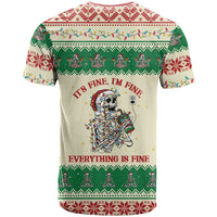 Funny Skeleton Christmas T Shirt It's Fine I'm Fine Everything Is Fine - Wonder Print Shop