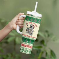 Funny Skeleton Christmas Tumbler With Handle It's Fine I'm Fine Everything Is Fine - Wonder Print Shop