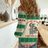Funny Skeleton Christmas Women Casual Shirt It's Fine I'm Fine Everything Is Fine - Wonder Print Shop