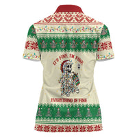 Funny Skeleton Christmas Women Polo Shirt It's Fine I'm Fine Everything Is Fine - Wonder Print Shop