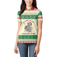 Funny Skeleton Christmas Women Polo Shirt It's Fine I'm Fine Everything Is Fine - Wonder Print Shop