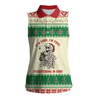 Funny Skeleton Christmas Women Sleeveless Polo Shirt It's Fine I'm Fine Everything Is Fine - Wonder Print Shop