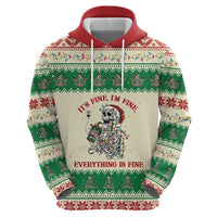 Funny Skeleton Christmas Zip Hoodie It's Fine I'm Fine Everything Is Fine - Wonder Print Shop