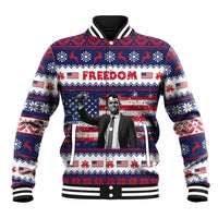 Freedom Charlie Kirk Tribute Christmas Baseball Jacket American Flag - Wonder Print Shop