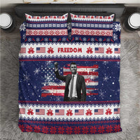 Freedom Charlie Kirk Tribute Christmas Bedding Set American Flag - Wonder Print Shop