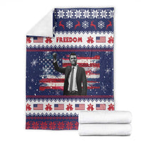 Freedom Charlie Kirk Tribute Christmas Blanket American Flag - Wonder Print Shop