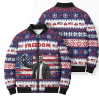 Freedom Charlie Kirk Tribute Christmas Bomber Puffer Jacket American Flag - Wonder Print Shop
