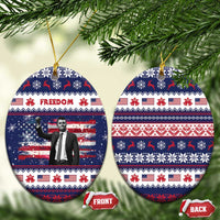 Freedom Charlie Kirk Tribute Christmas Ceramic Ornament American Flag - Wonder Print Shop