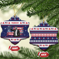 Freedom Charlie Kirk Tribute Christmas Ceramic Ornament American Flag - Wonder Print Shop