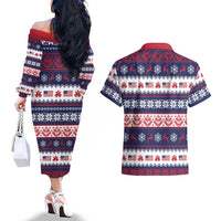 Freedom Charlie Kirk Tribute Christmas Couples Matching Off The Shoulder Long Sleeve Dress and Hawaiian Shirt American Flag - Wonder Print Shop