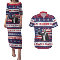 Freedom Charlie Kirk Tribute Christmas Couples Matching Puletasi and Hawaiian Shirt American Flag - Wonder Print Shop