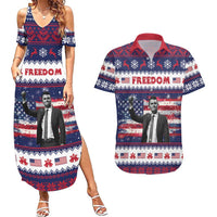 Freedom Charlie Kirk Tribute Christmas Couples Matching Summer Maxi Dress and Hawaiian Shirt American Flag - Wonder Print Shop