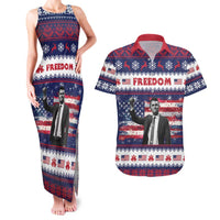 Freedom Charlie Kirk Tribute Christmas Couples Matching Tank Maxi Dress and Hawaiian Shirt American Flag - Wonder Print Shop