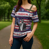 Freedom Charlie Kirk Tribute Christmas Cross Shoulder Shirt American Flag - Wonder Print Shop