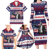 Freedom Charlie Kirk Tribute Christmas Family Matching Long Sleeve Bodycon Dress and Hawaiian Shirt American Flag - Wonder Print Shop
