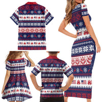 Freedom Charlie Kirk Tribute Christmas Family Matching Short Sleeve Bodycon Dress and Hawaiian Shirt American Flag - Wonder Print Shop