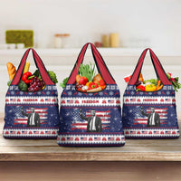 Freedom Charlie Kirk Tribute Christmas Grocery Bag American Flag - Wonder Print Shop