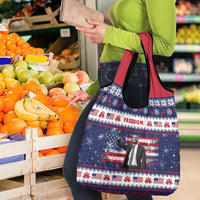 Freedom Charlie Kirk Tribute Christmas Grocery Bag American Flag - Wonder Print Shop